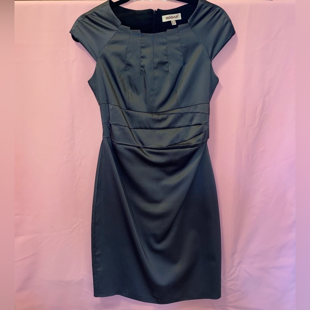 Dark Grey Lady Boss Business Dress Cap Shortsleeve Office Cocktail Modain Medium